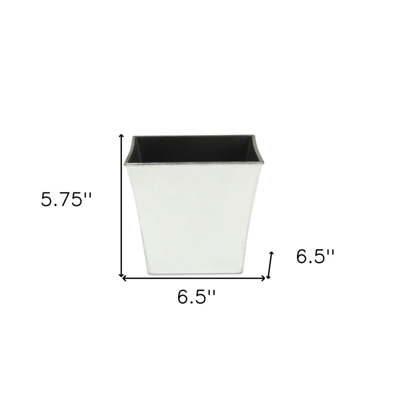 7" Silver Recycled Plastic Indoor Outdoor Square Pot Planter