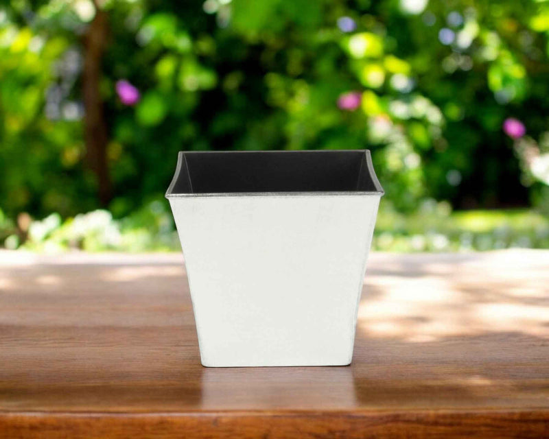 7" Silver Recycled Plastic Indoor Outdoor Square Pot Planter