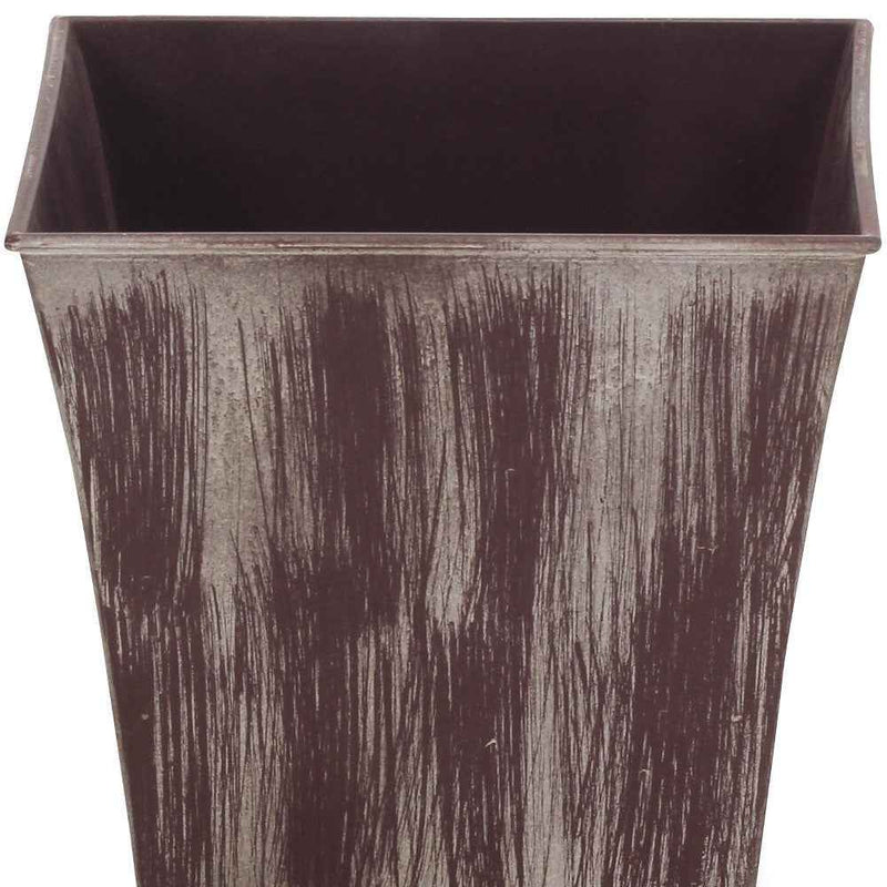 7" Brown and Ivory Textural Tone On Tone Recycled Plastic Indoor Outdoor Square Pot Planter