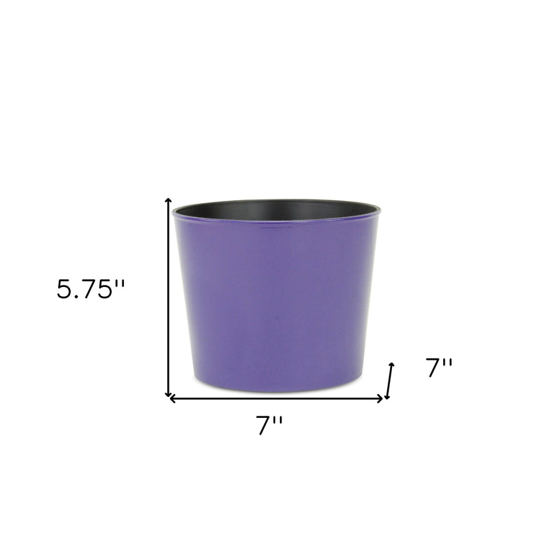 7" Navy Blue Recycled Plastic Indoor Outdoor Round Pot Planter