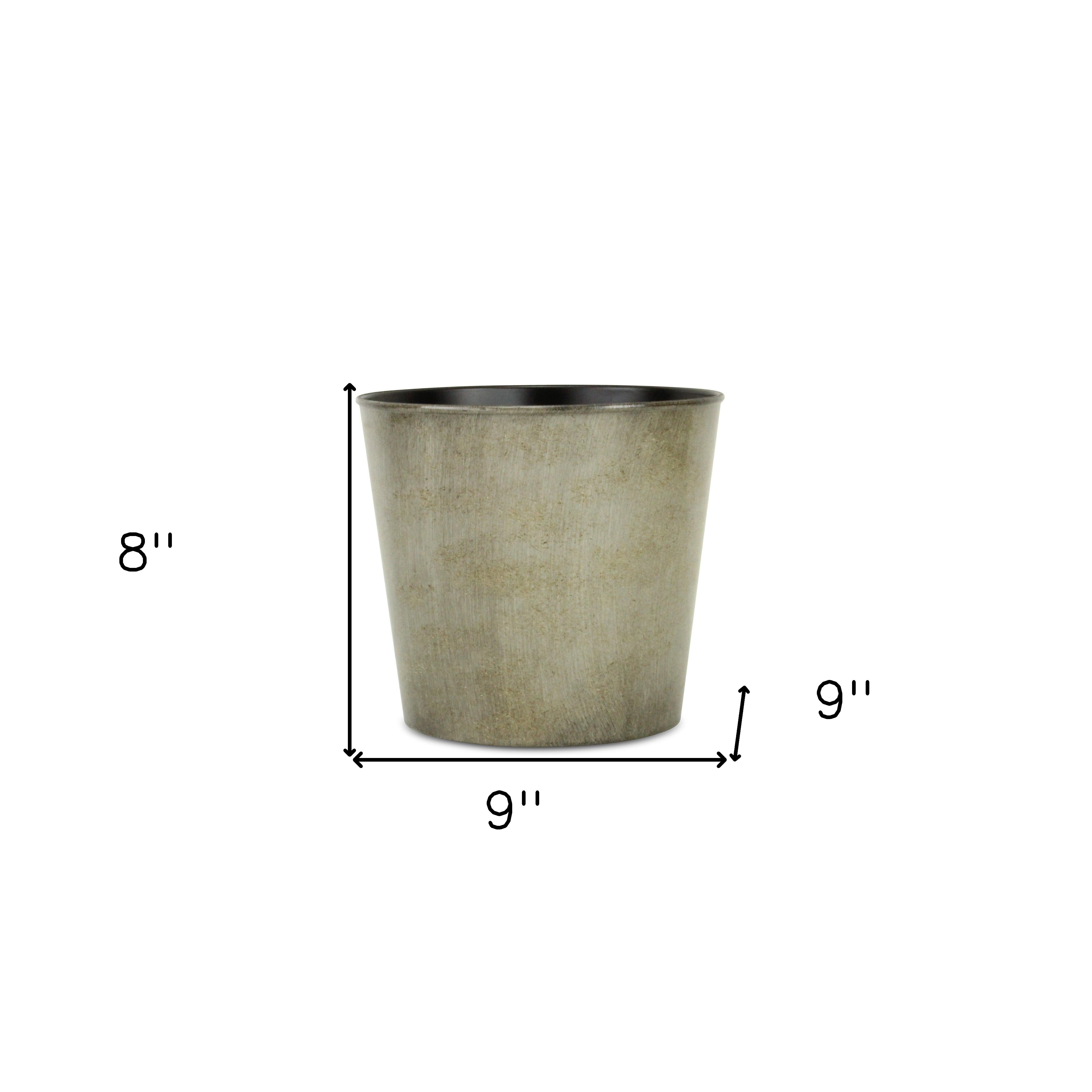 Gray round planter pot: 9 in diameter, 8 in height