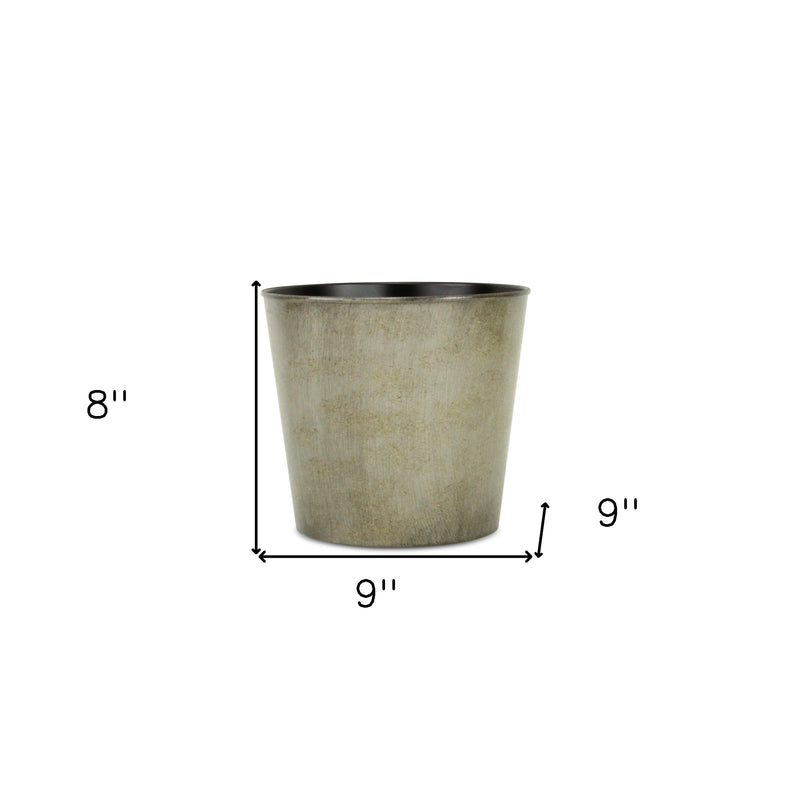 Gray round planter pot: 9 in diameter, 8 in height