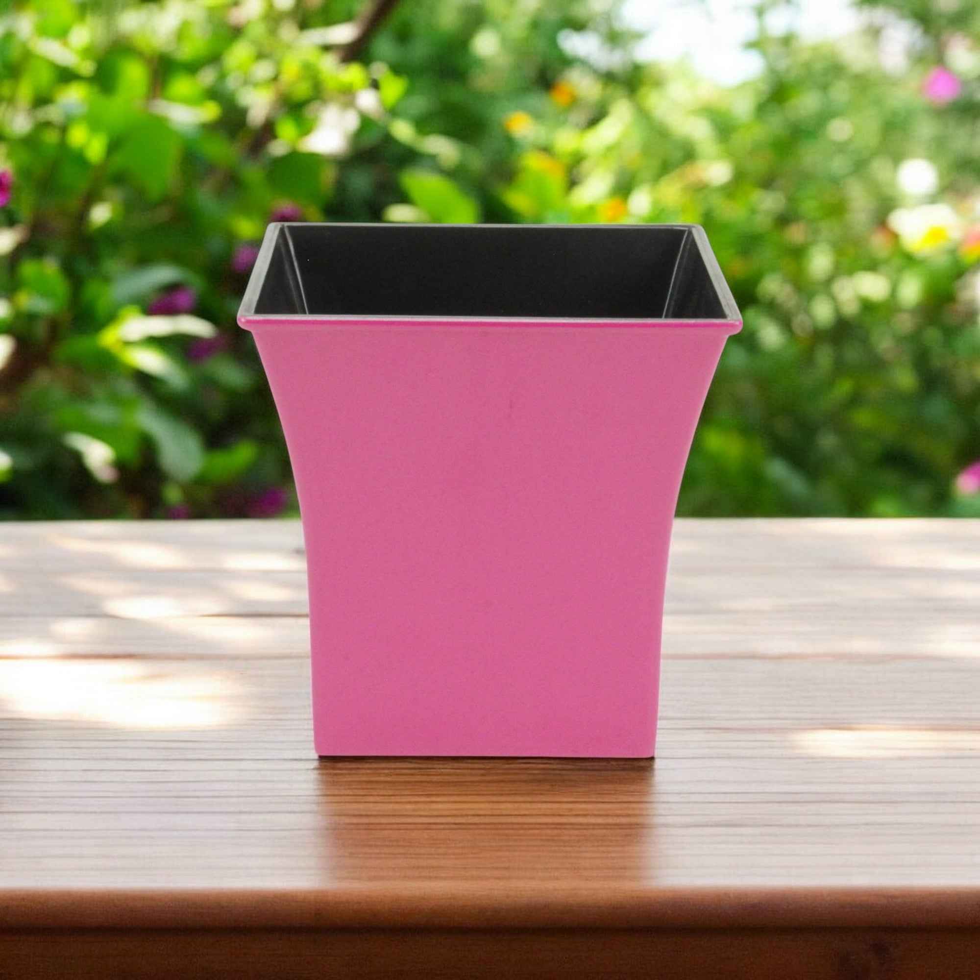 7" Hot Pink Recycled Plastic Indoor Outdoor Square Pot Planter Default Title
