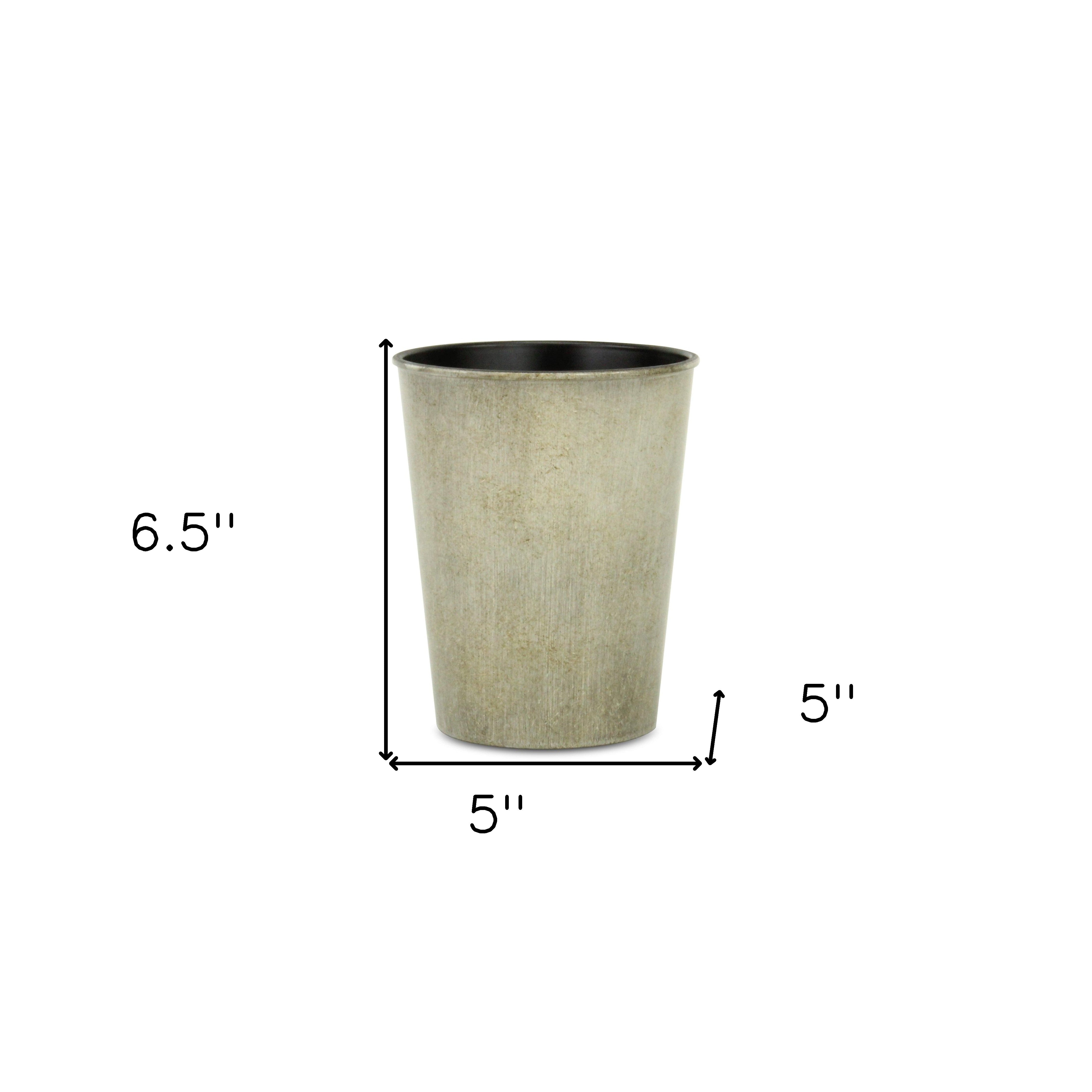 5" Gray Recycled Plastic Indoor Outdoor Round Pot Planter - Sports & Outdoor