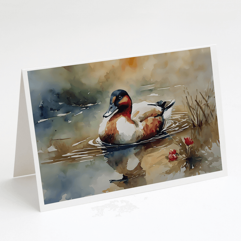 Greeting card with watercolor duck illustration on cream card base