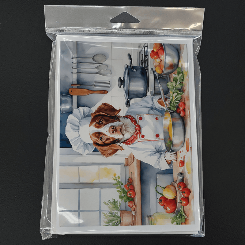 Greeting card pack in clear plastic, chef dog kitchen illustration on cover