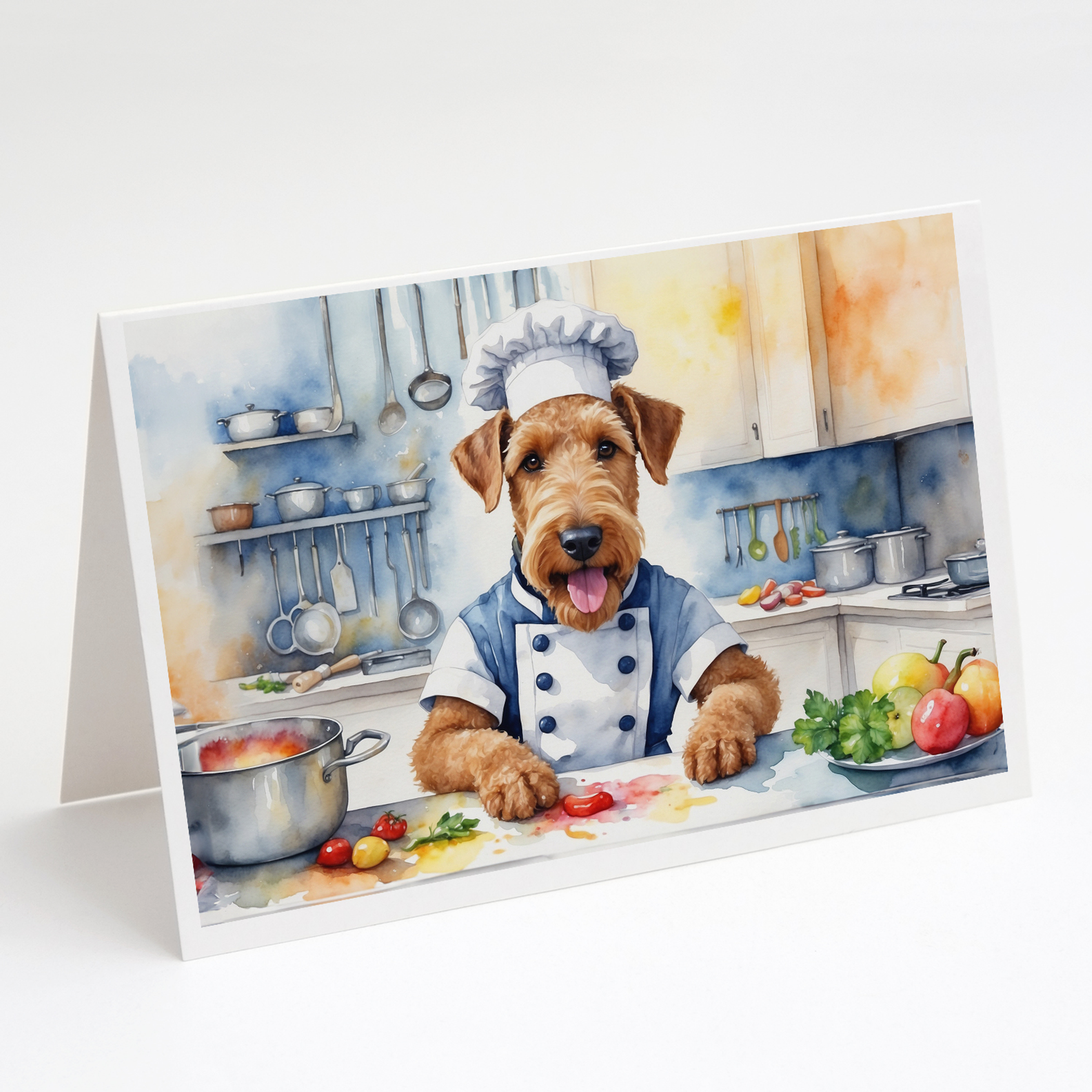 Airedale Terrier The Chef Greeting Cards Pack of 8 Caroline's Treasures