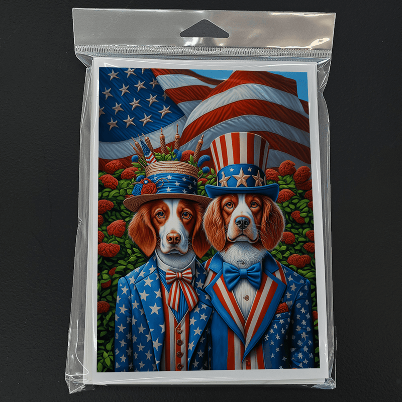 Patriotic greeting card pack in clear plastic with two dogs in formal attire