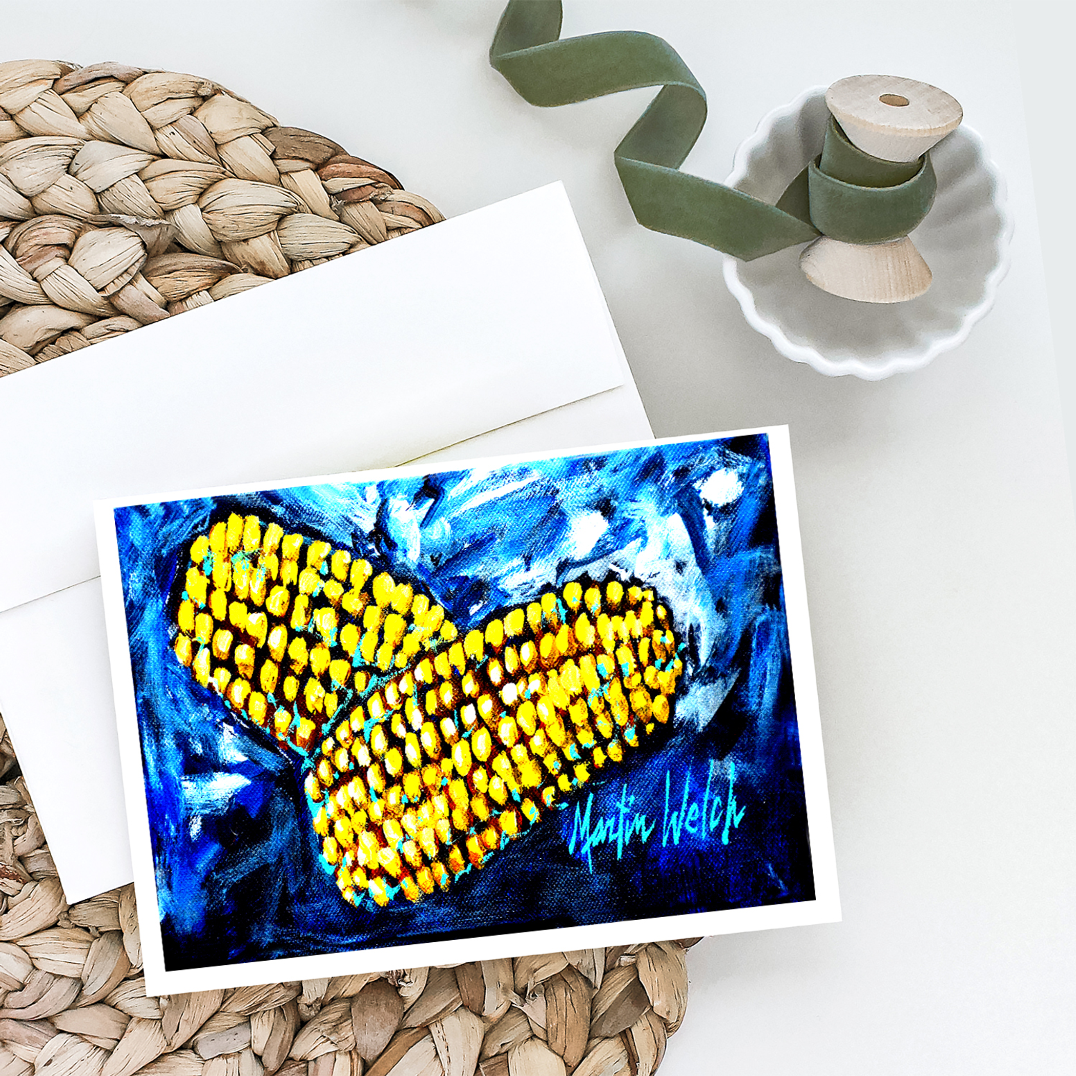 Two Corn Please Greeting Cards Pack of 8 Caroline's Treasures