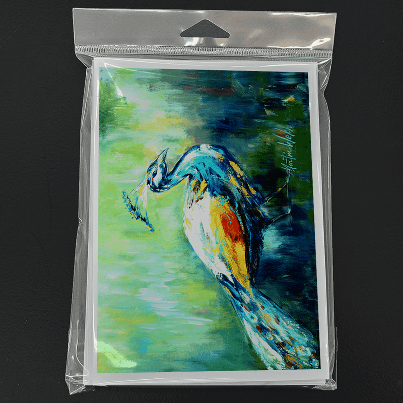 Sealed greeting card pack with peacock artwork, blue-green watercolor on white card