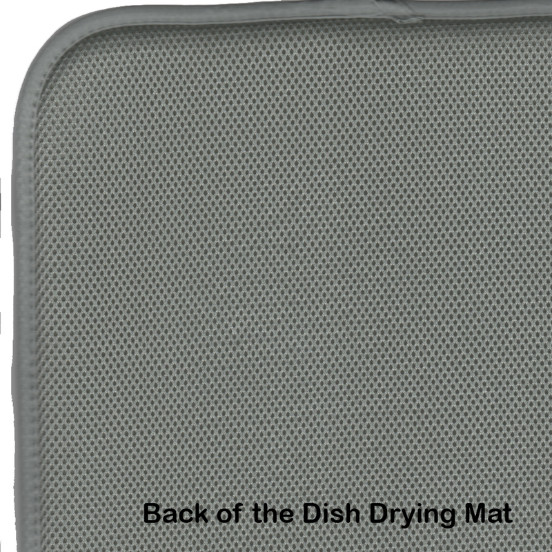 Dish drying mat back side with textured mesh and rounded edges