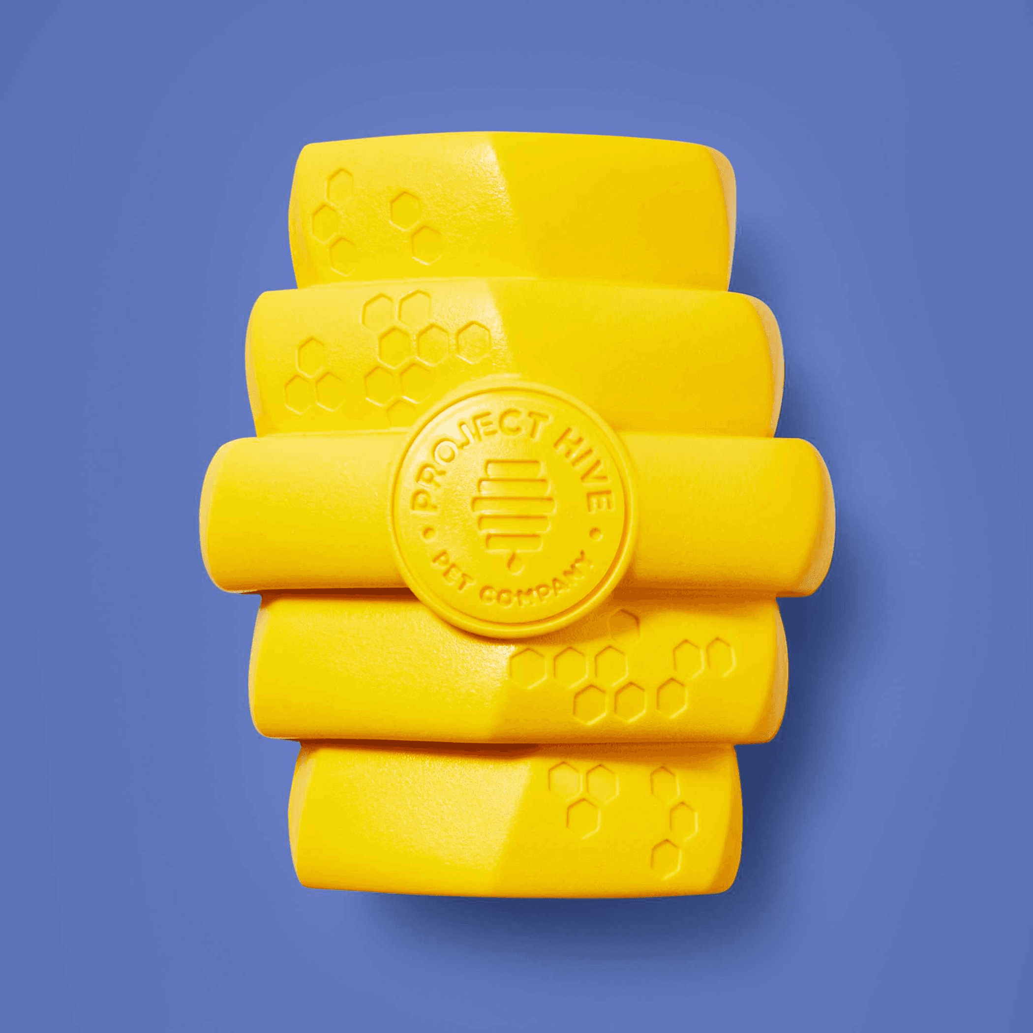 Project Hive yellow honeycomb-textured cylindrical chew toy bars