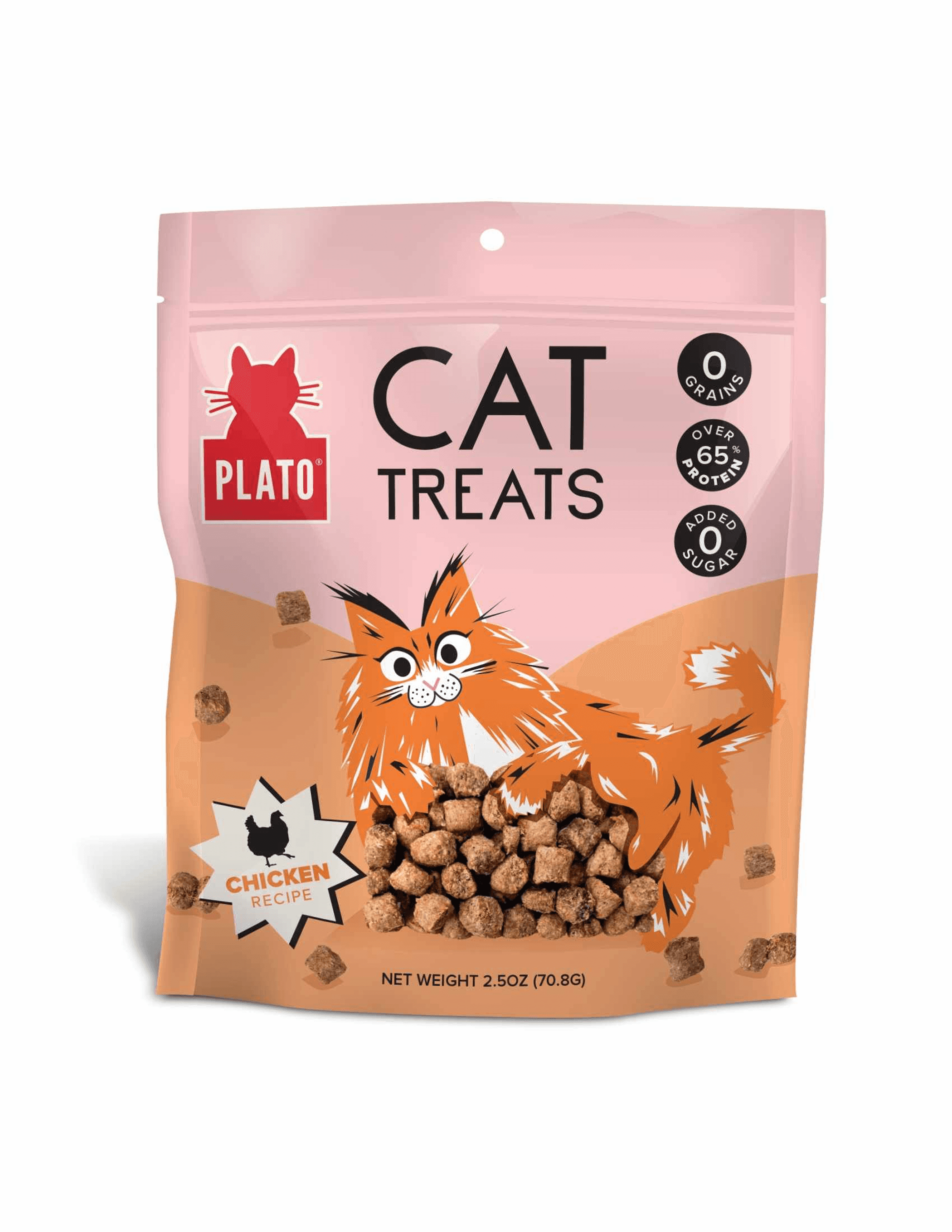 Plato cat treats chicken with catnip, resealable bag with cat graphic, 2.5 oz