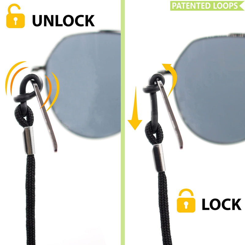 SIGONNA Eyeglasses String Holder Strap Cord   Eyeglass Chain for Men Women   Glasses Lanyard Holders Around Neck   Sports Eye Glass Straps Sunglass Retainer   5 Cords Black - GreatEagleInc