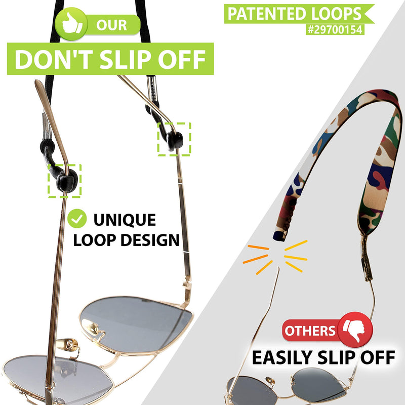 SIGONNA Eyeglasses String Holder Strap Cord   Eyeglass Chain for Men Women   Glasses Lanyard Holders Around Neck   Sports Eye Glass Straps Sunglass Retainer   5 Cords Black - GreatEagleInc