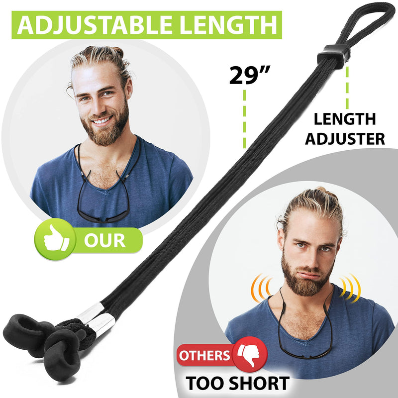 SIGONNA Eyeglasses String Holder Strap Cord   Eyeglass Chain for Men Women   Glasses Lanyard Holders Around Neck   Sports Eye Glass Straps Sunglass Retainer   5 Cords Black - GreatEagleInc