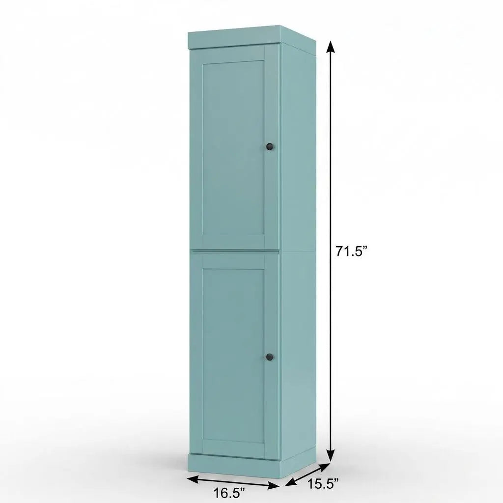 17" Aqua Solid Wood Free Standing Double Door Linen Cabinet Homeroots Organization