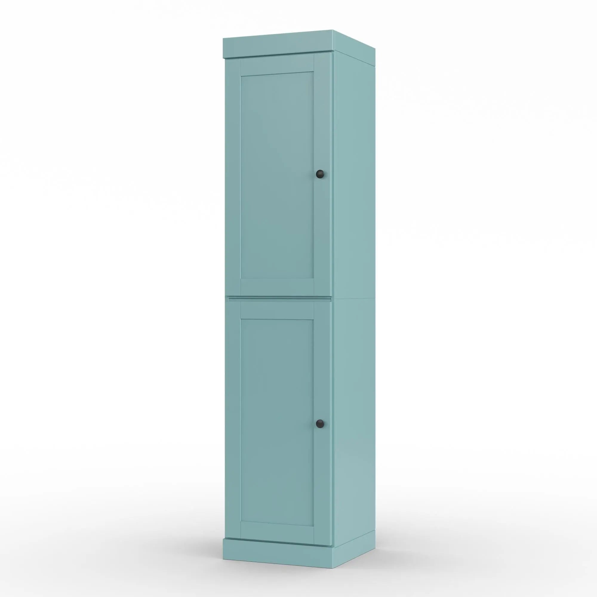 17" Aqua Solid Wood Free Standing Double Door Linen Cabinet Homeroots Organization