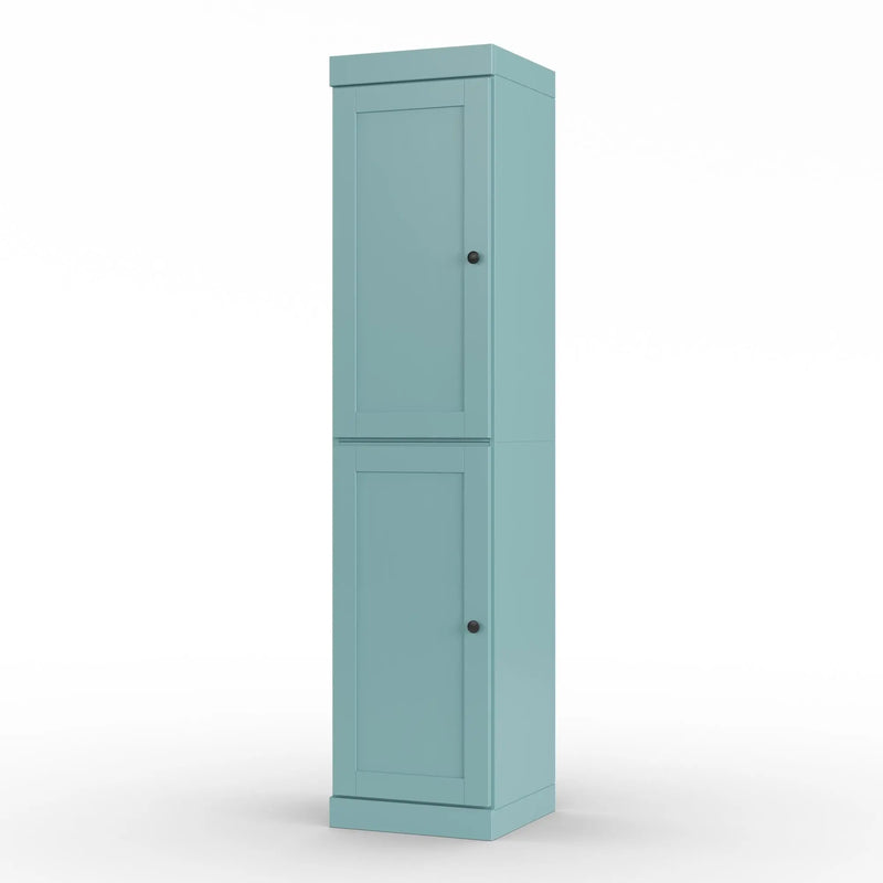 17" Aqua Solid Wood Free Standing Double Door Linen Cabinet Homeroots Organization
