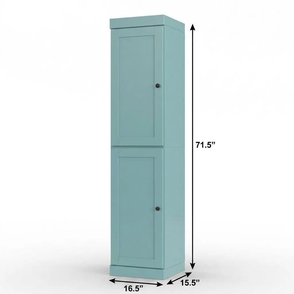 17" Aqua Solid Wood Free Standing Double Door Linen Cabinet Homeroots Organization