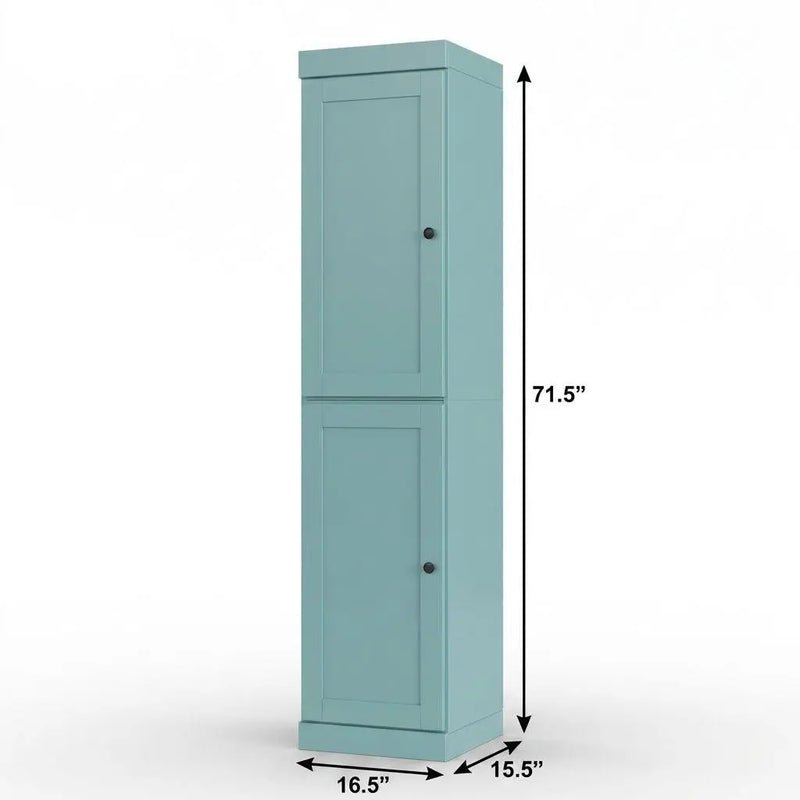 17" Aqua Solid Wood Free Standing Double Door Linen Cabinet Homeroots Organization