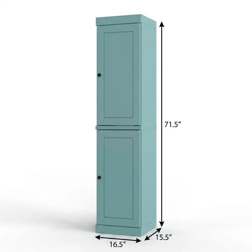 17" Aqua Solid Wood Free Standing Double Door Linen Cabinet Homeroots Organization