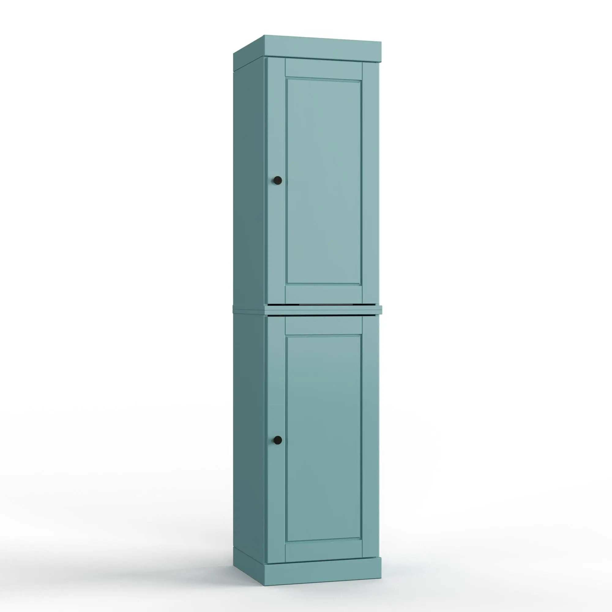 17" Aqua Solid Wood Free Standing Double Door Linen Cabinet Homeroots Organization