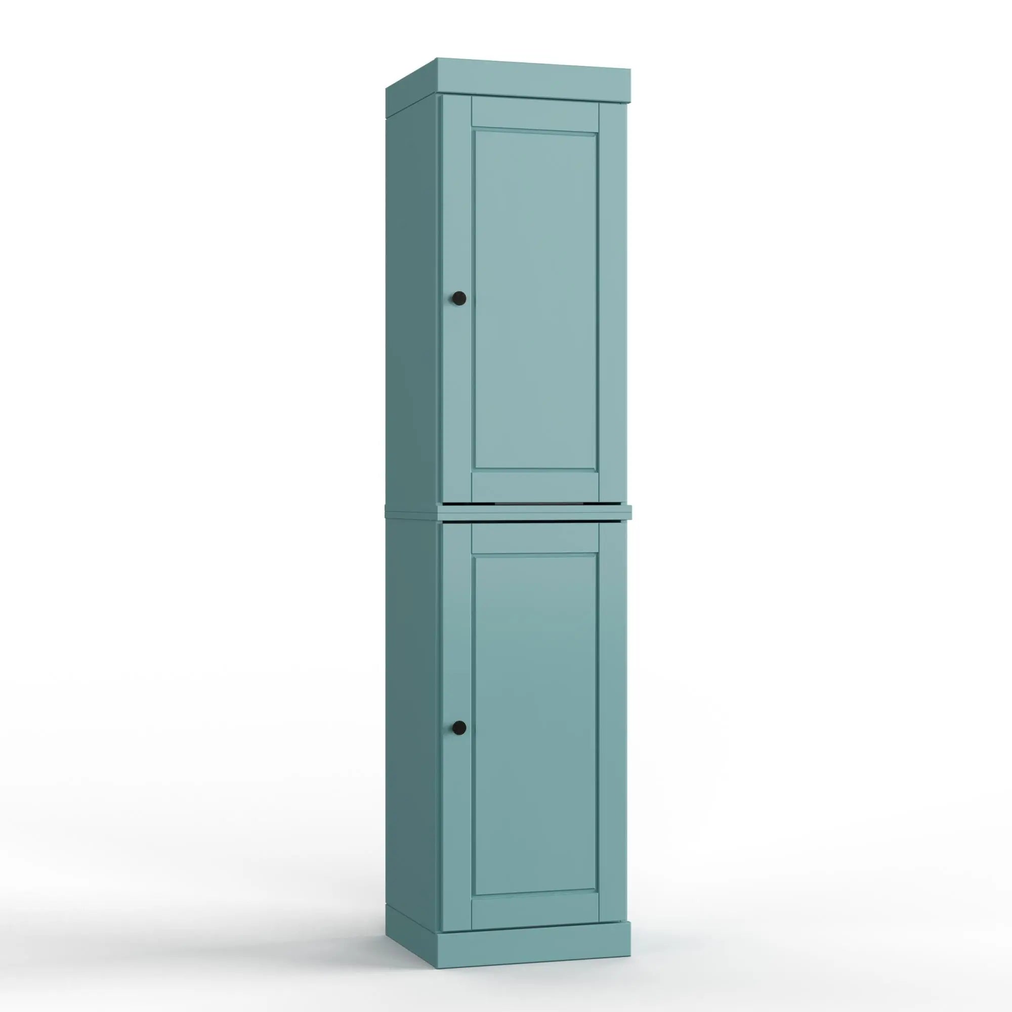 17" Aqua Solid Wood Free Standing Double Door Linen Cabinet Homeroots Organization