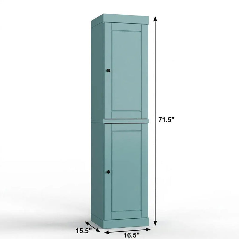 17" Aqua Solid Wood Free Standing Double Door Linen Cabinet Homeroots Organization