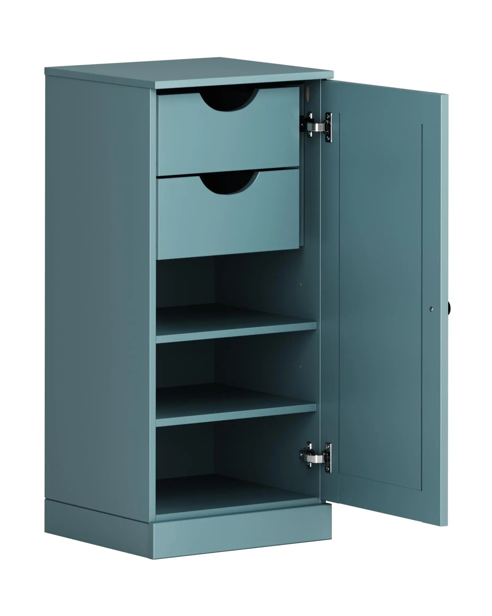 17" Aqua Solid Wood Free Standing Single Door Linen Cabinet Homeroots Organization