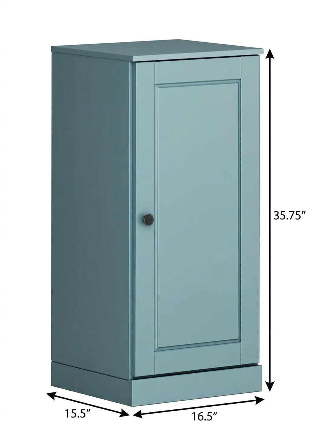 17" Aqua Solid Wood Free Standing Single Door Linen Cabinet Homeroots Organization