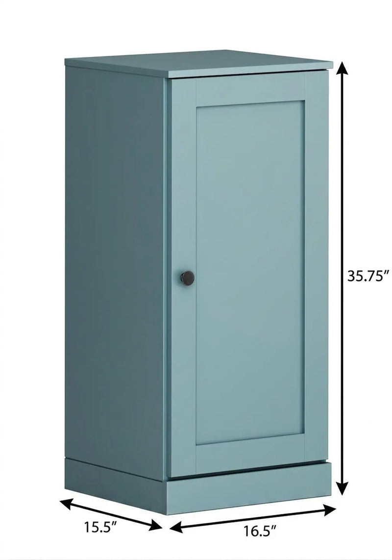 17" Aqua Solid Wood Free Standing Single Door Linen Cabinet Homeroots Organization