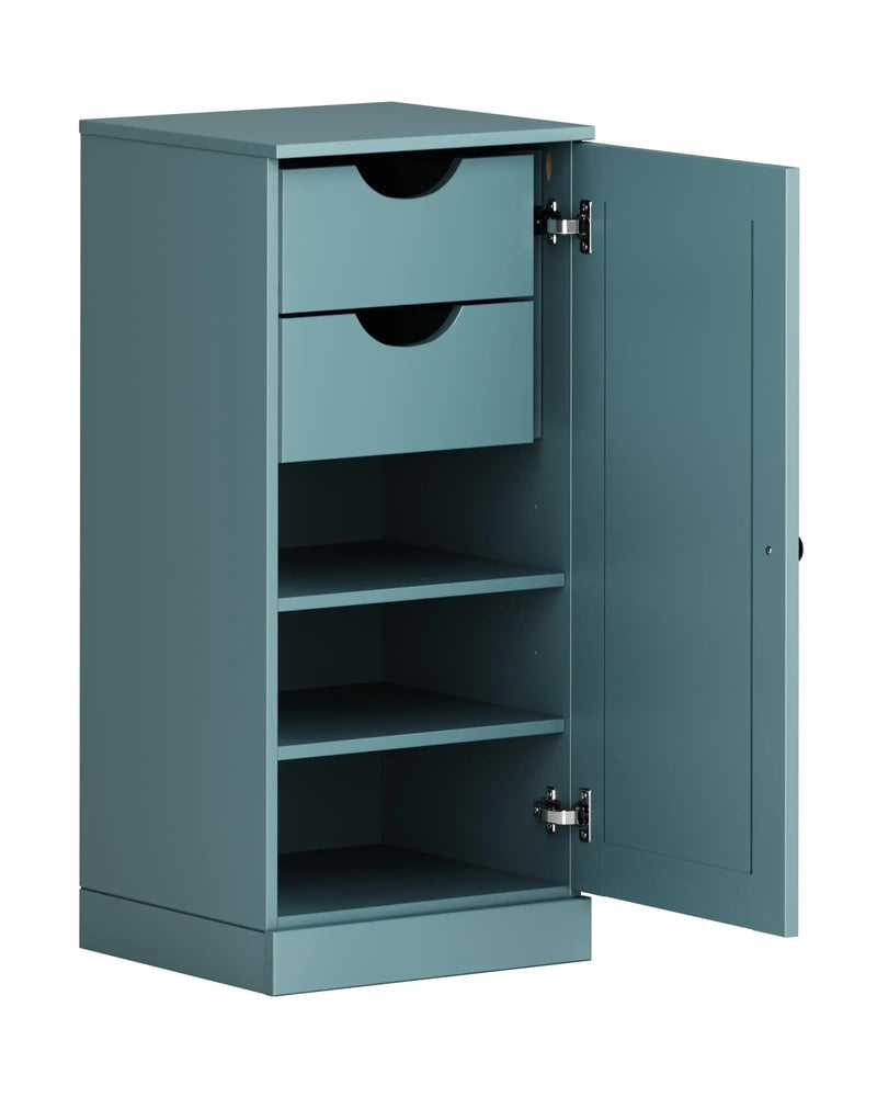 17" Aqua Solid Wood Free Standing Single Door Linen Cabinet Homeroots Organization