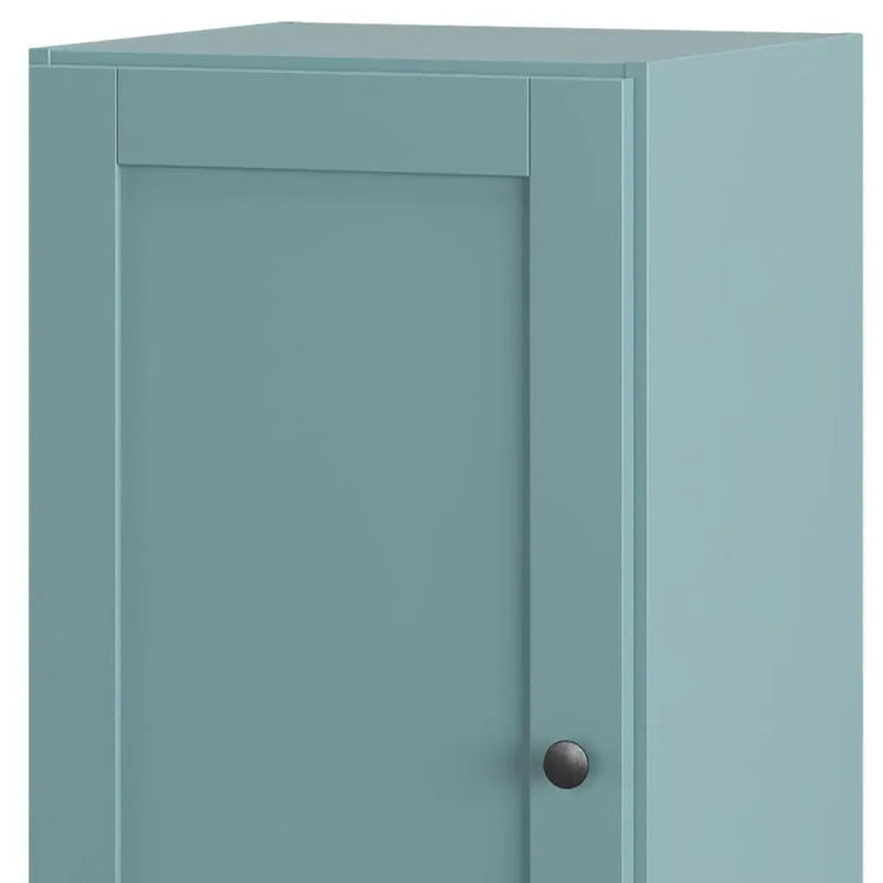 17" Aqua Solid Wood Free Standing Single Door Linen Cabinet Homeroots Organization