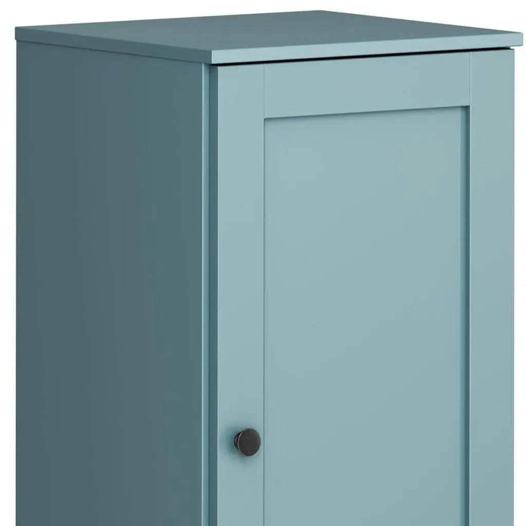 17" Aqua Solid Wood Free Standing Single Door Linen Cabinet Homeroots Organization
