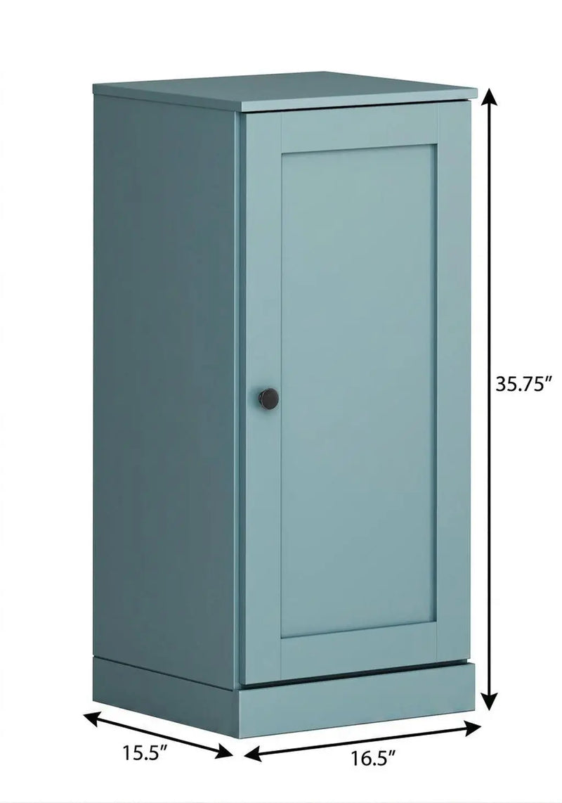 17" Aqua Solid Wood Free Standing Single Door Linen Cabinet Homeroots Organization