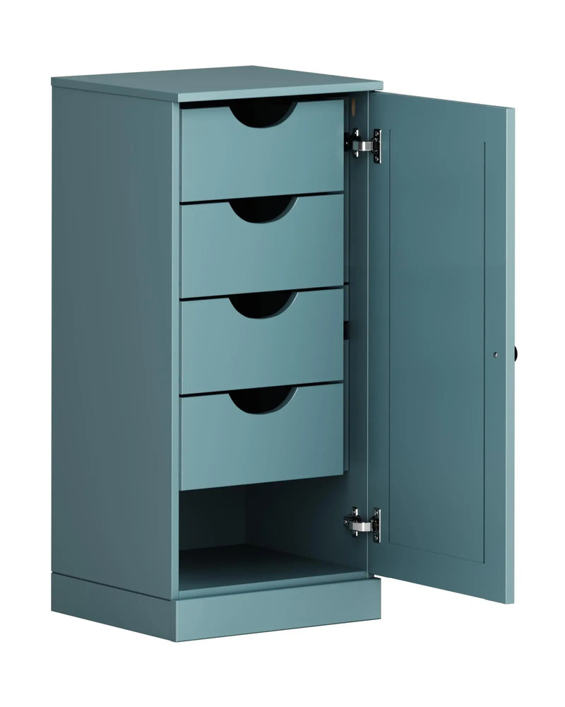 17" Aqua Solid Wood Free Standing Single Door Linen Cabinet Homeroots Organization