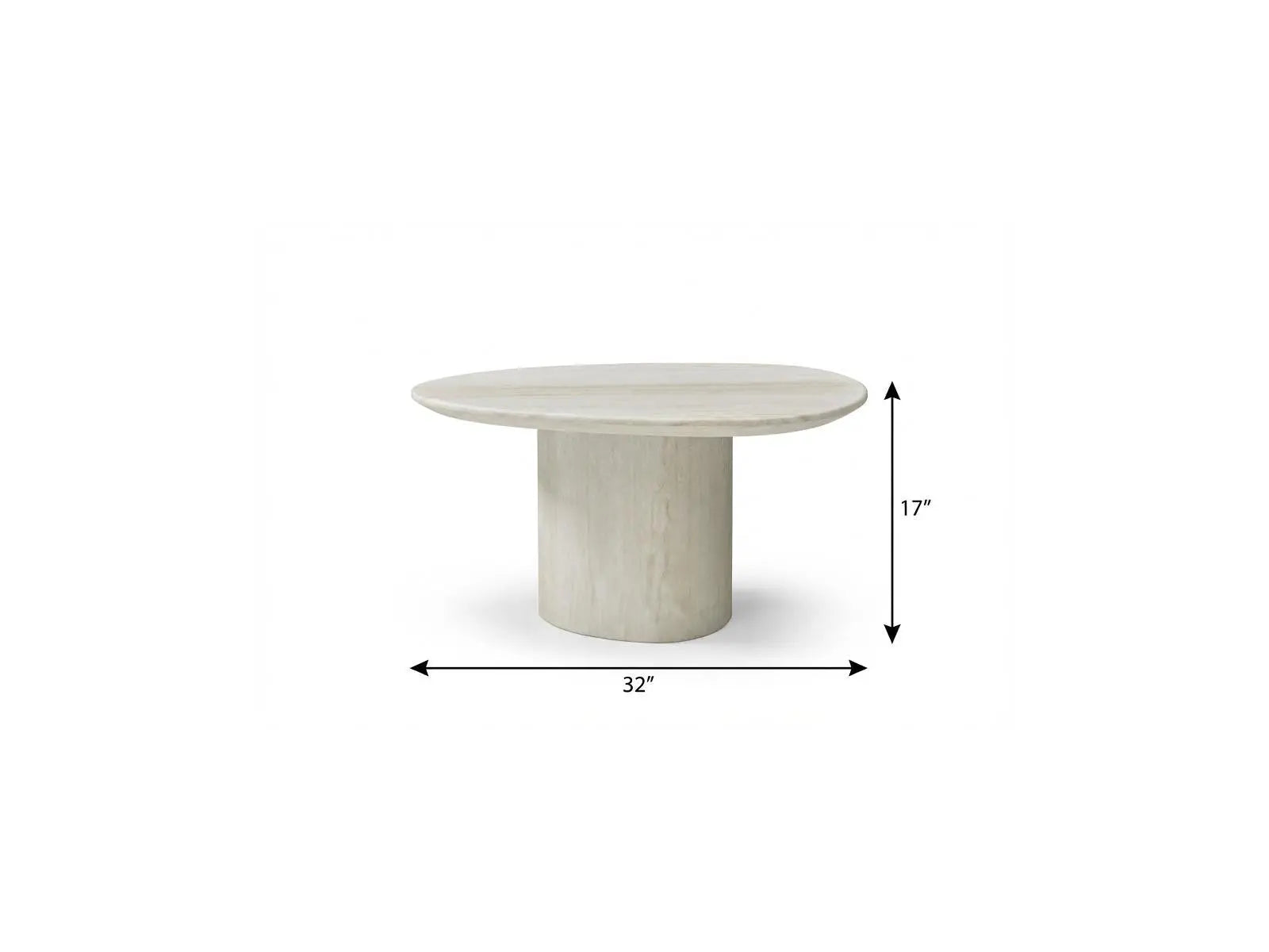 17" Beige Marble Oval Pedestal End Table Homeroots Living Room