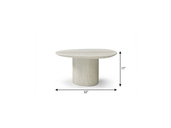 17" Beige Marble Oval Pedestal End Table Homeroots Living Room
