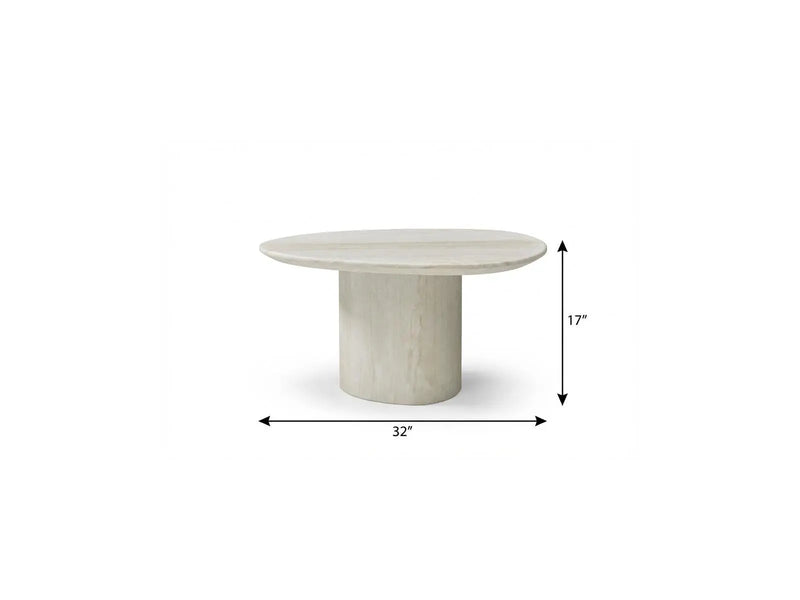 17" Beige Marble Oval Pedestal End Table Homeroots Living Room