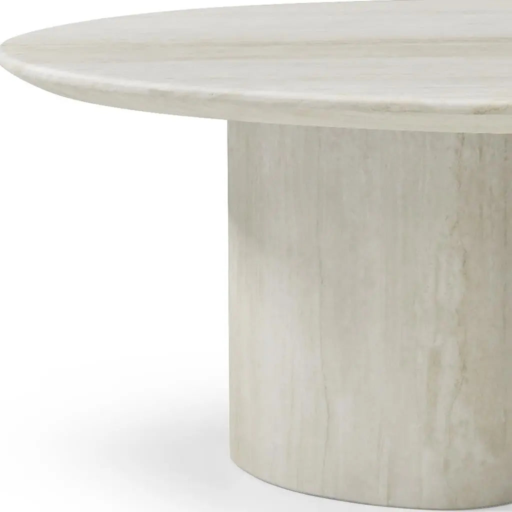 17" Beige Marble Oval Pedestal End Table Homeroots Living Room