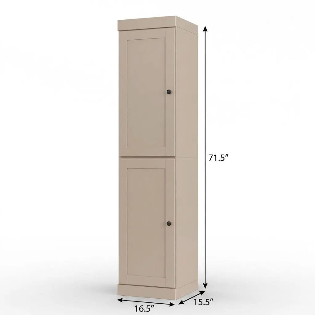 17" Beige Solid Wood Free Standing Double Door Linen Cabinet Homeroots Organization