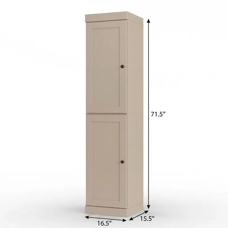 17" Beige Solid Wood Free Standing Double Door Linen Cabinet Homeroots Organization