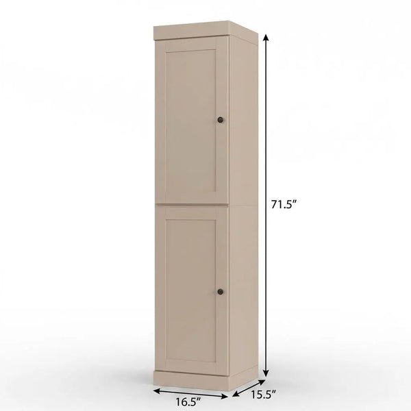 17" Beige Solid Wood Free Standing Double Door Linen Cabinet Homeroots Organization