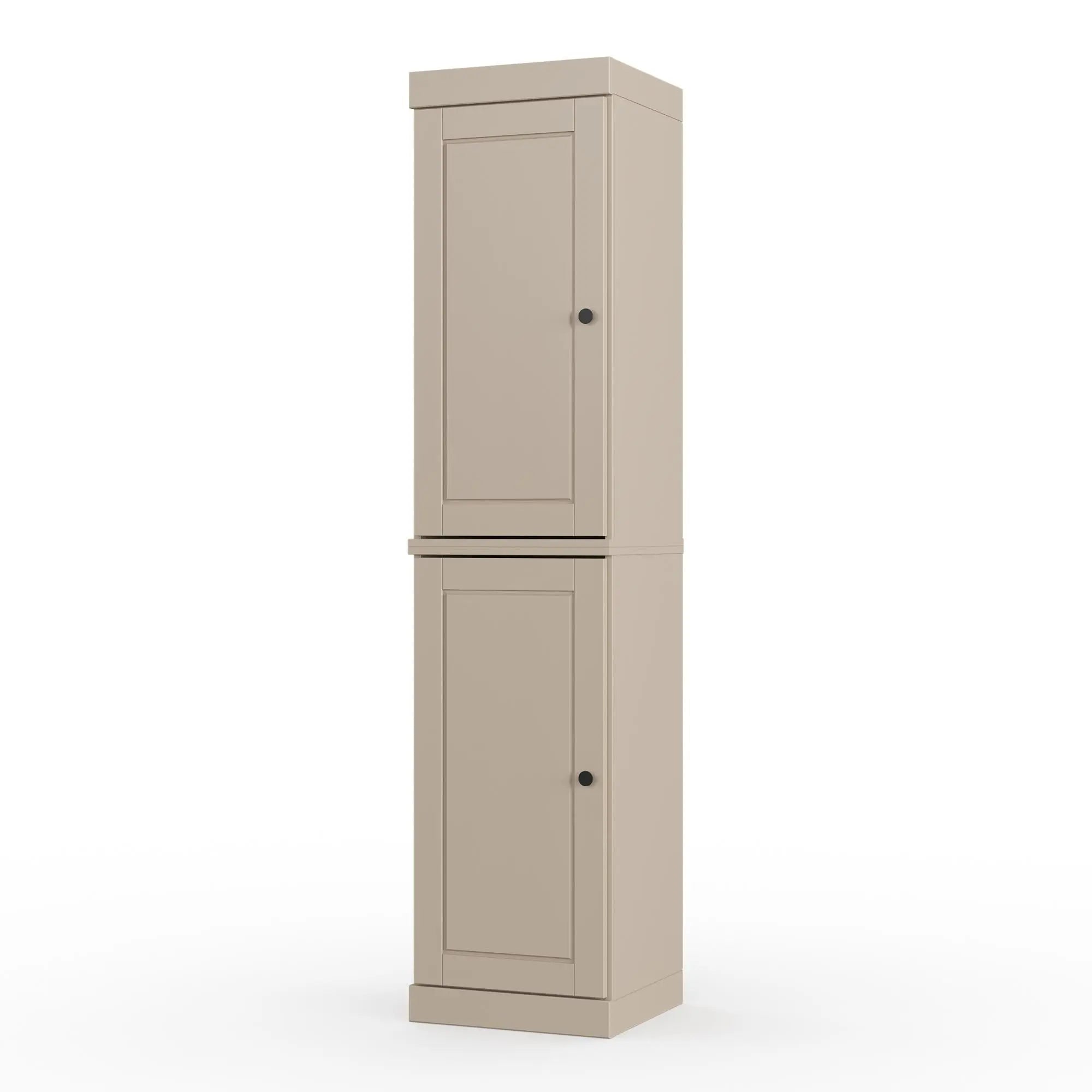 17" Beige Solid Wood Free Standing Double Door Linen Cabinet Homeroots Organization