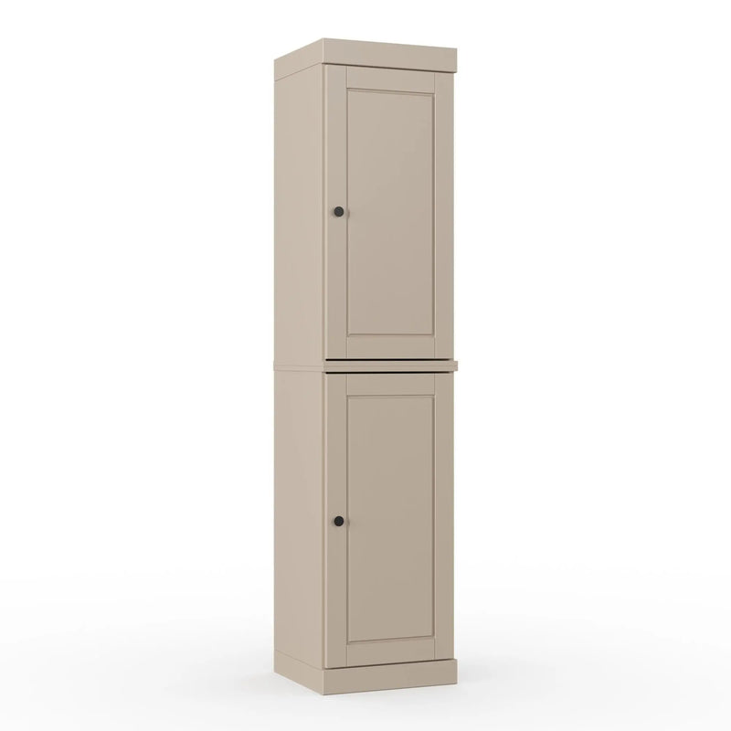 17" Beige Solid Wood Free Standing Double Door Linen Cabinet Homeroots Organization