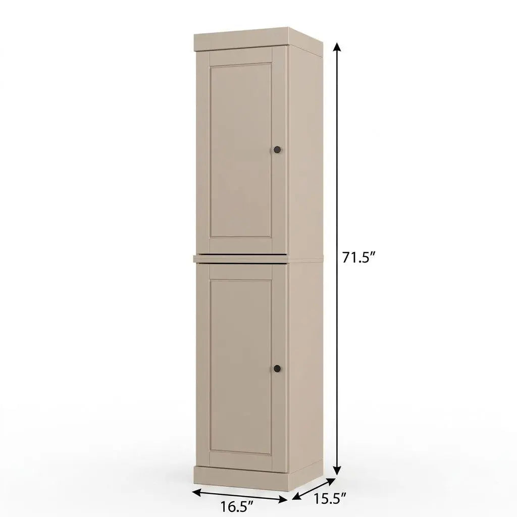 17" Beige Solid Wood Free Standing Double Door Linen Cabinet Homeroots Organization