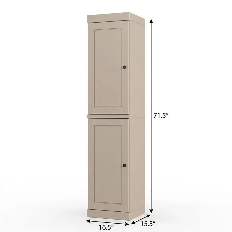 17" Beige Solid Wood Free Standing Double Door Linen Cabinet Homeroots Organization