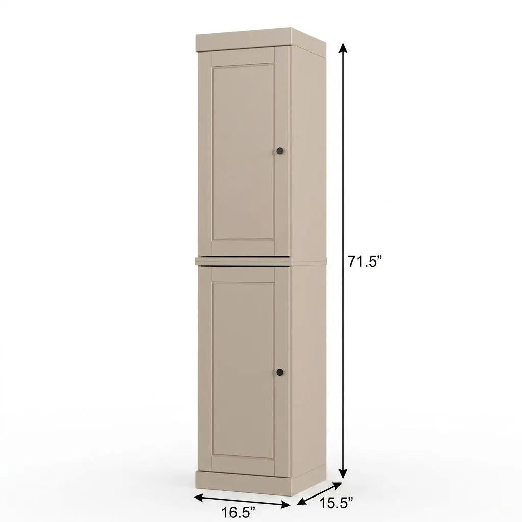 17" Beige Solid Wood Free Standing Double Door Linen Cabinet Homeroots Organization