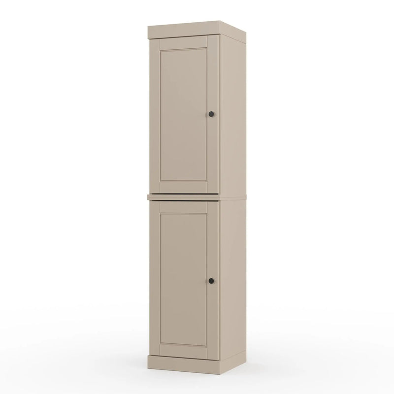 17" Beige Solid Wood Free Standing Double Door Linen Cabinet Homeroots Organization